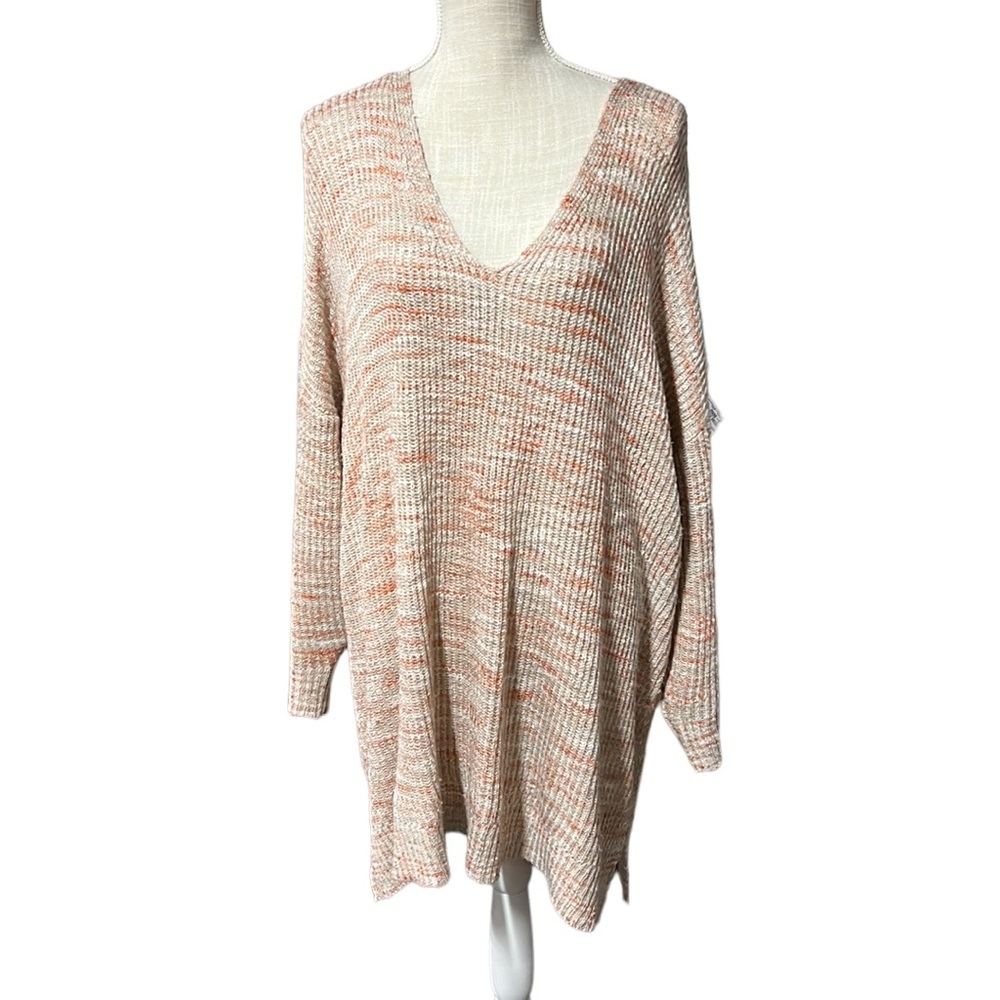 Torrid Long Sleeve Knit Slub Pullover Sweater Tan Orange Tunic Womens Size 4 4X